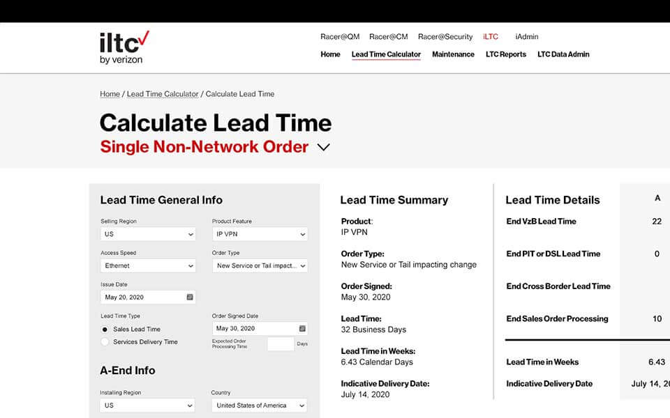Mockup to Calculate Lead Time