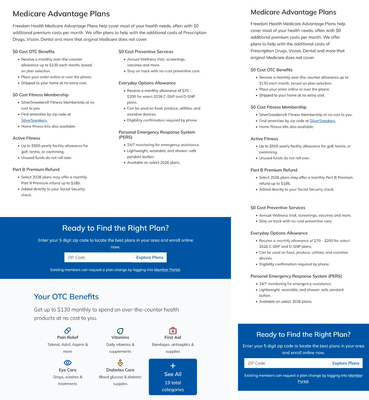 Freedom Health Partial Mockup - Smaller Screens